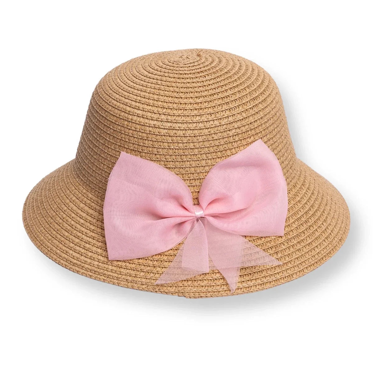 HelloBaby Ribbon Trim Straw Bucket Hat (12 Months to 1-4 Years)