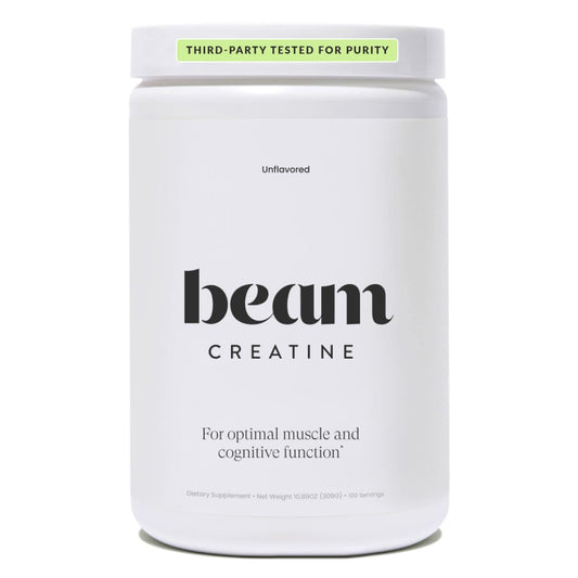 Beam Creatine Powder – Micronized Creatine Monohydrate | Third-Party Tested | 100 Servings | Unflavored