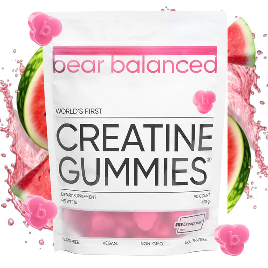 Bear Balanced Creatine Gummies with Creapure Monohydrate, L-Theanine & B12 – Focus, Energy & Strength (Vegan, Sugar-Free, Low-Calorie)