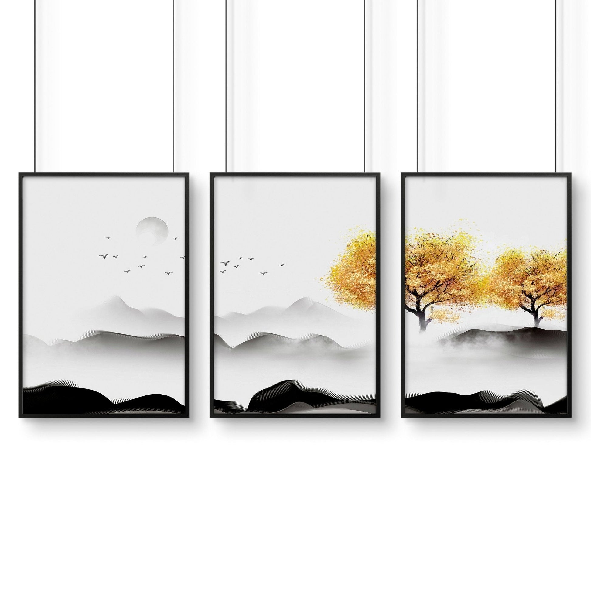 Japanese interior decor | set of 3 wall art prints for bedroom