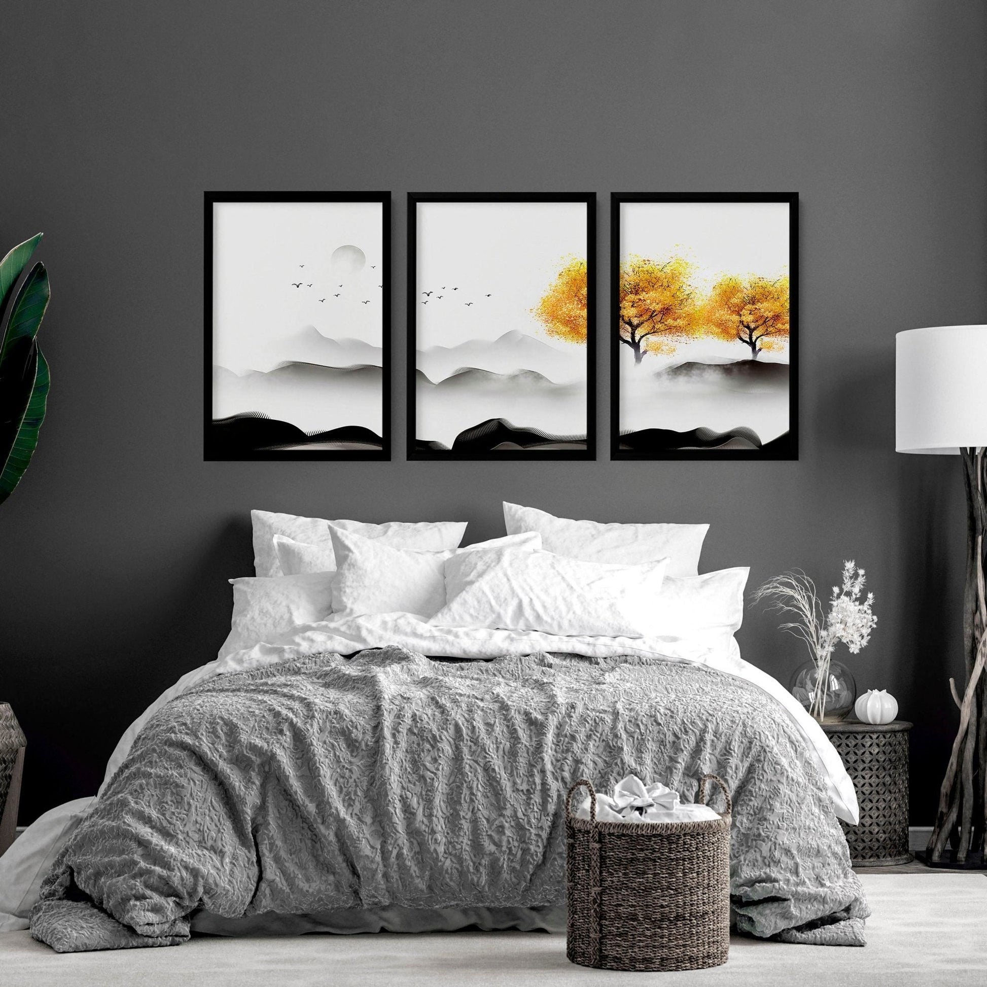 Japanese interior decor | set of 3 wall art prints for bedroom