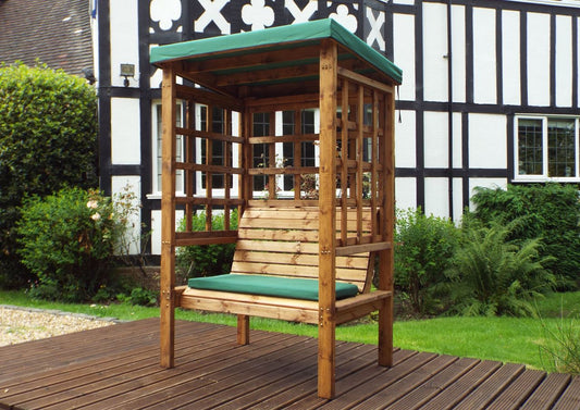 Charles Taylor Trading Bramham Two Seat Arbour Green With Green Cushion Brown