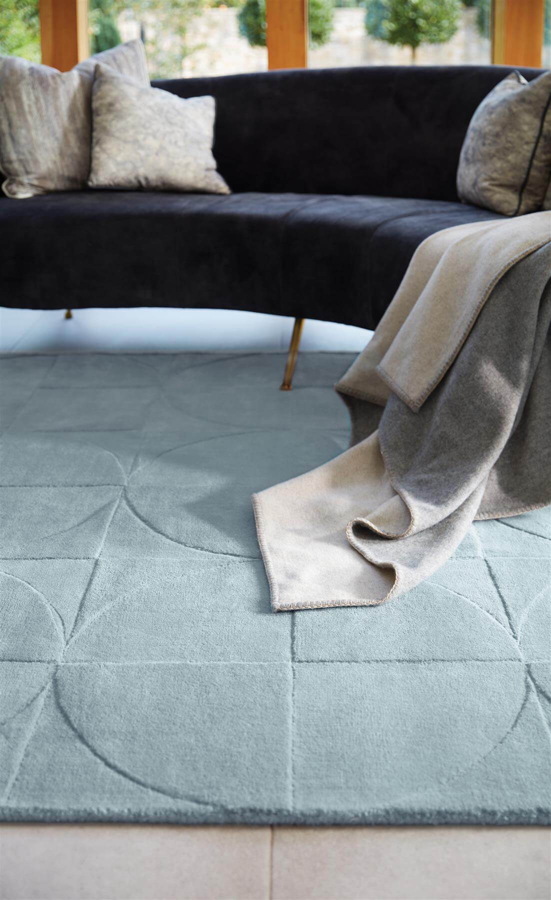 Penny Duck Egg Blue Geometric Wool Rug