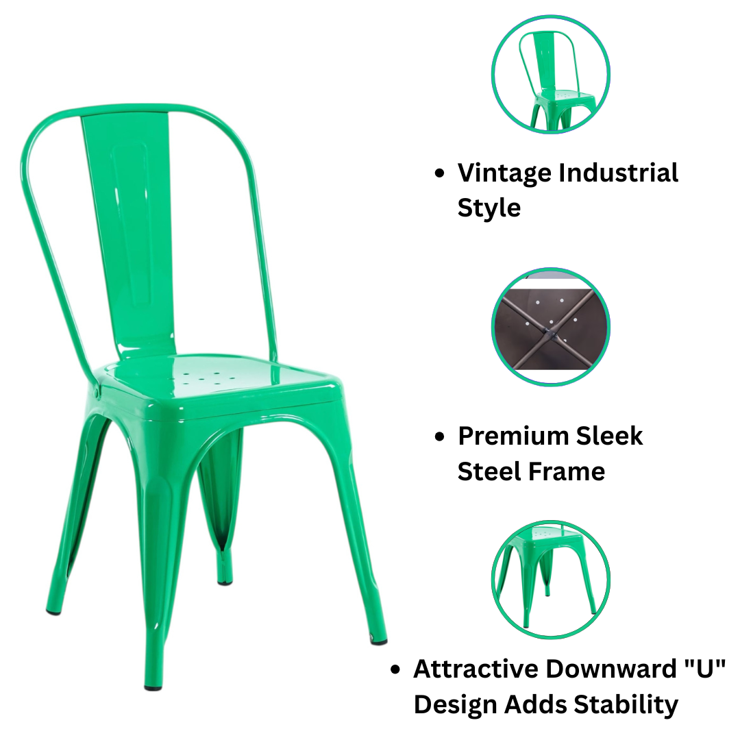85CM GREEN METAL DINING CHAIR