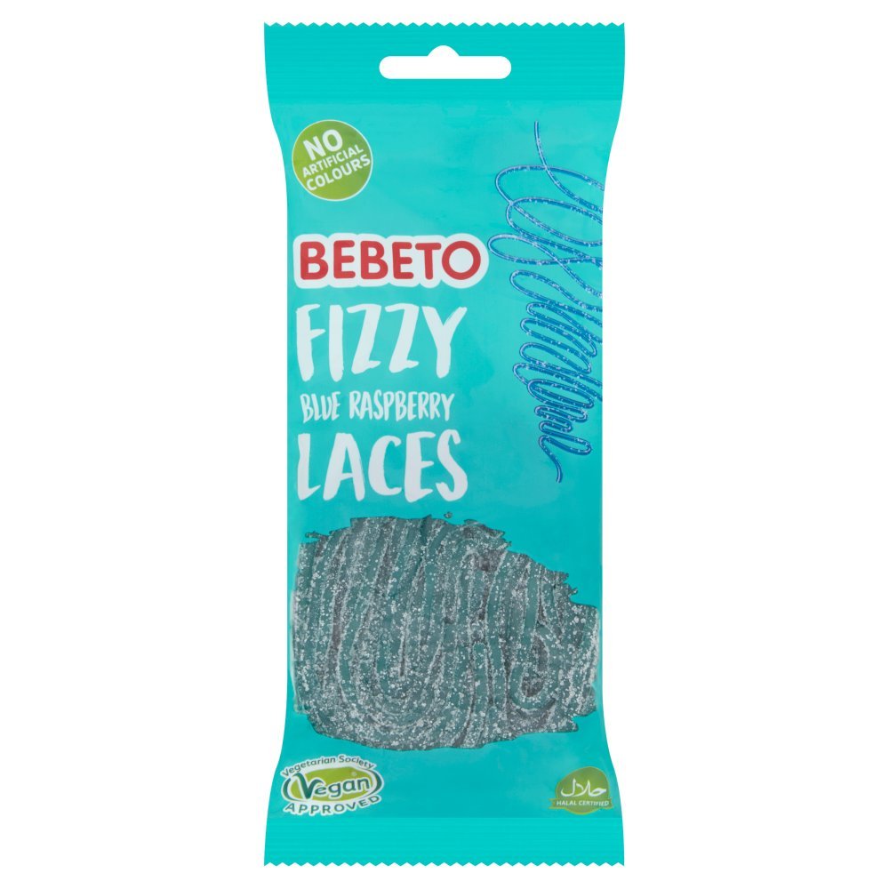 Bebeto Fizzy Blue Raspberry Laces 160g (Case of 12)