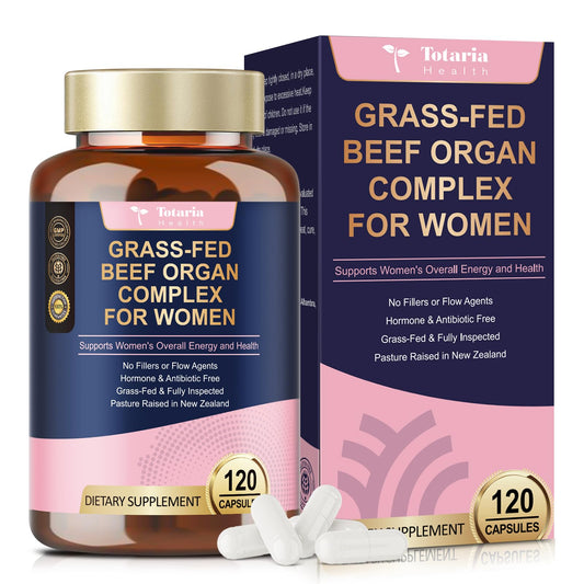 Beef Organ Supplement for Women | Grass-Fed Liver, Heart & Uterus - Hormone Balance & Energy | 120 Caps