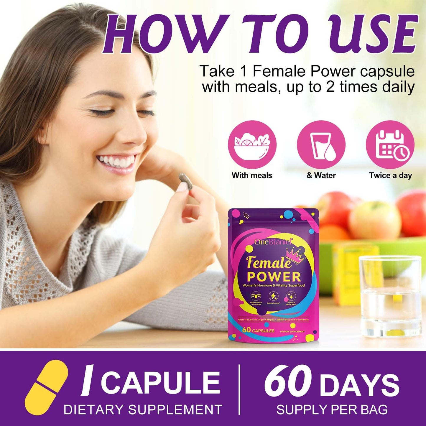 Beef Organ Supplement for Women – 60 Capsules, Grass-Fed & Non-GMO