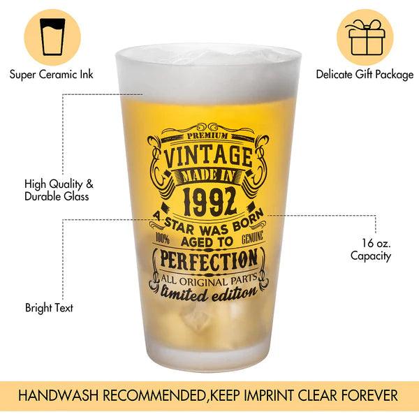 Beer Glass Set 2pcs Vintage 1962 1992 480ml 16oz Premium Pint Glasses