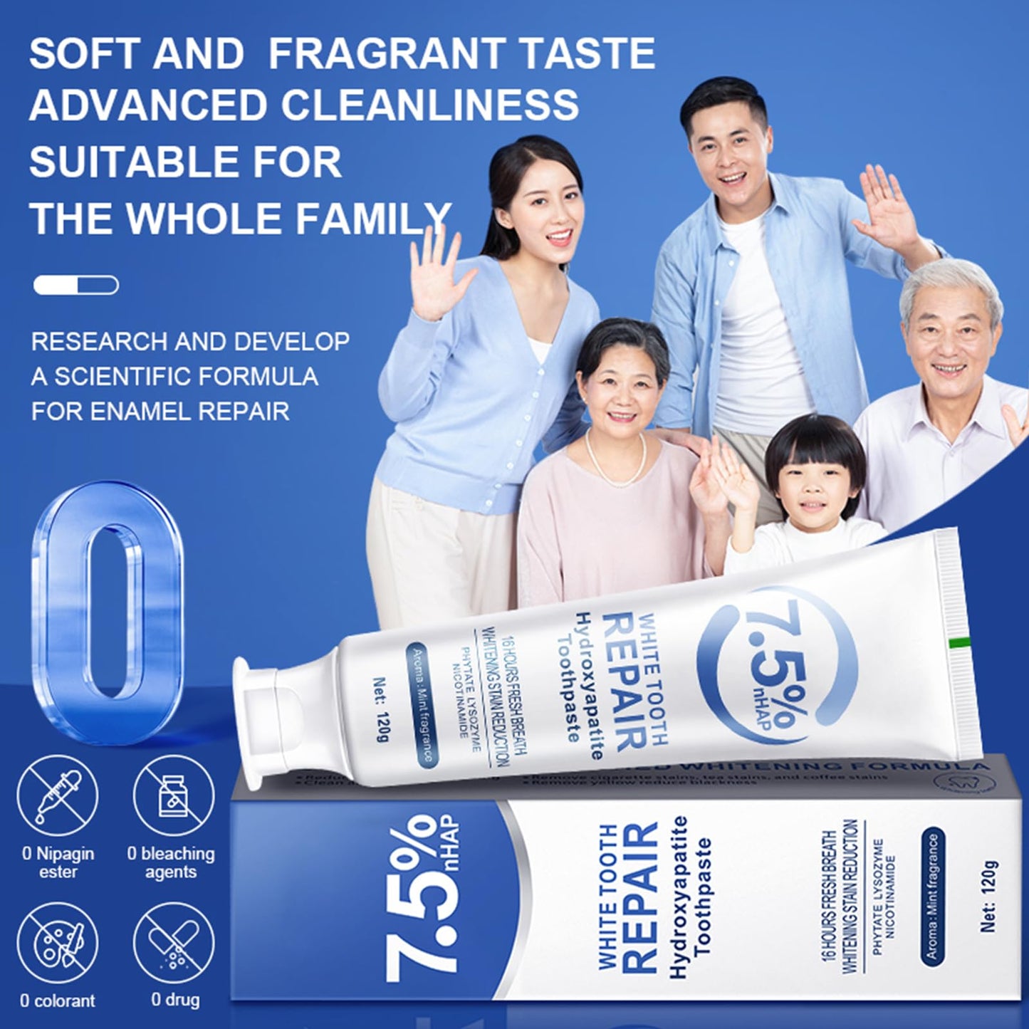 7.5% Hydroxyapatite Toothpaste Set – 2 Pcs for Enamel Protection & Strengthening