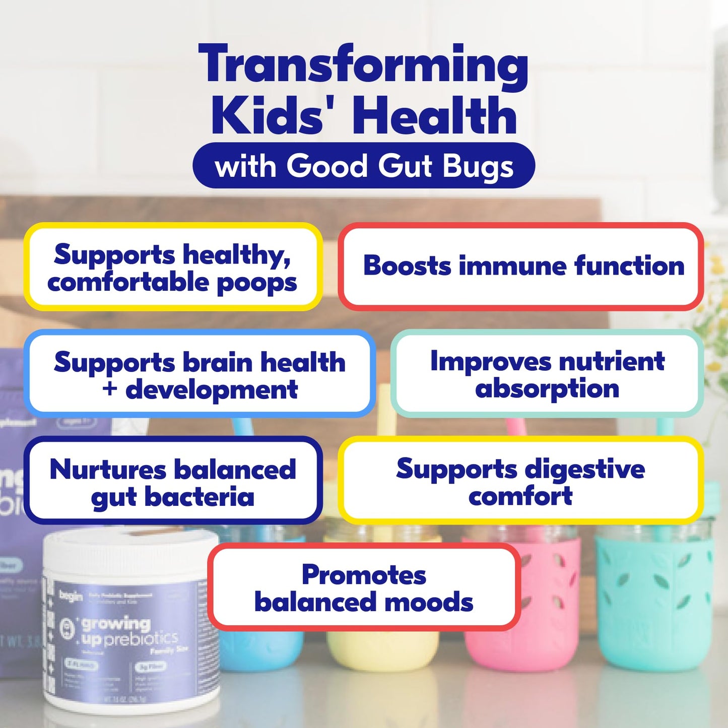 Begin Health Growing Up Prebiotics for Kids – 28-Pack Unflavored Prebiotic Powder
