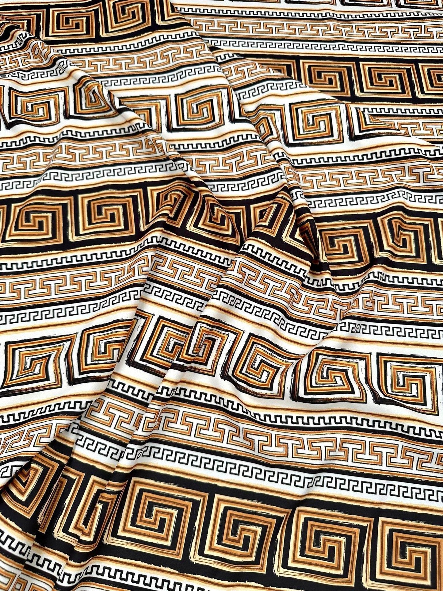Beige Brown Silky Crepe Fabric by Metre
