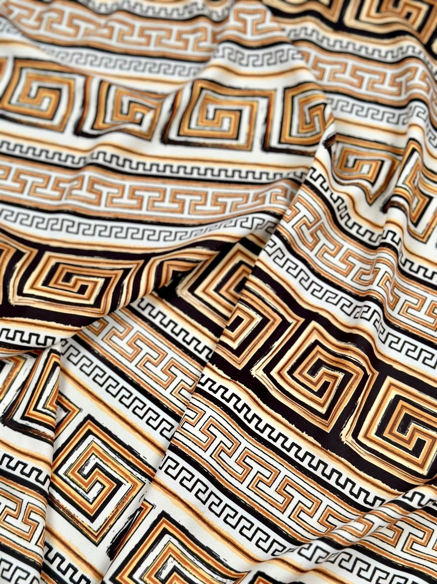 Beige Brown Silky Crepe Fabric by Metre