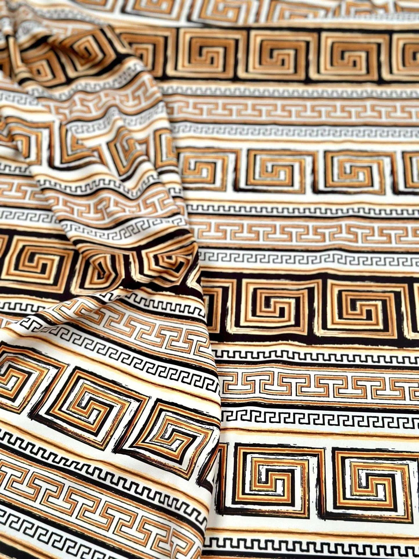 Beige Brown Silky Crepe Fabric by Metre