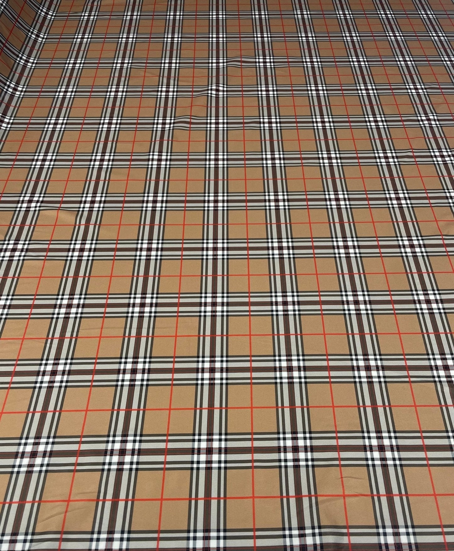 Beige Tartan Plaid Fabric by the Metre