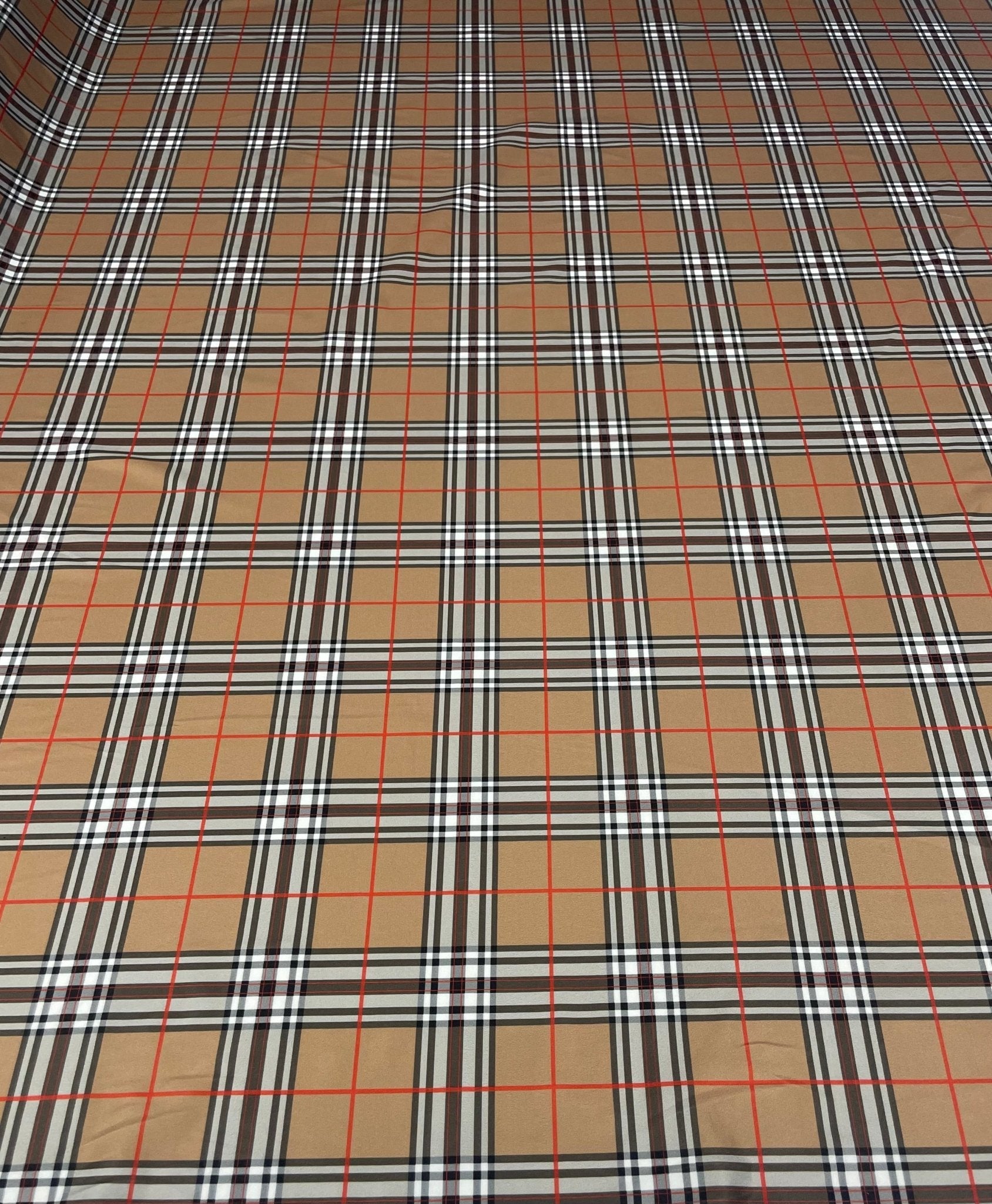 Beige Tartan Plaid Fabric by the Metre