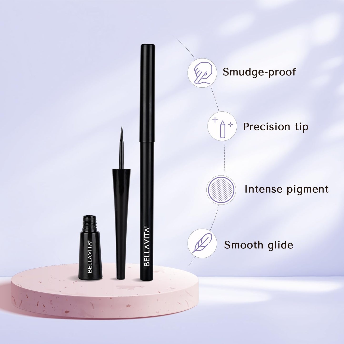 BELLAVITA Black Matte Waterproof Eyeliner | Smudge-Proof | Biotin Enriched