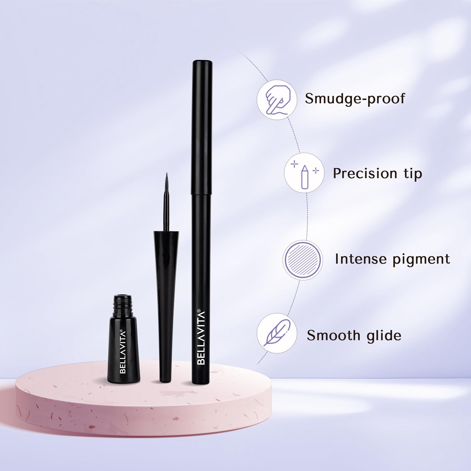 BELLAVITA Black Matte Waterproof Eyeliner | Smudge-Proof | Biotin Enriched