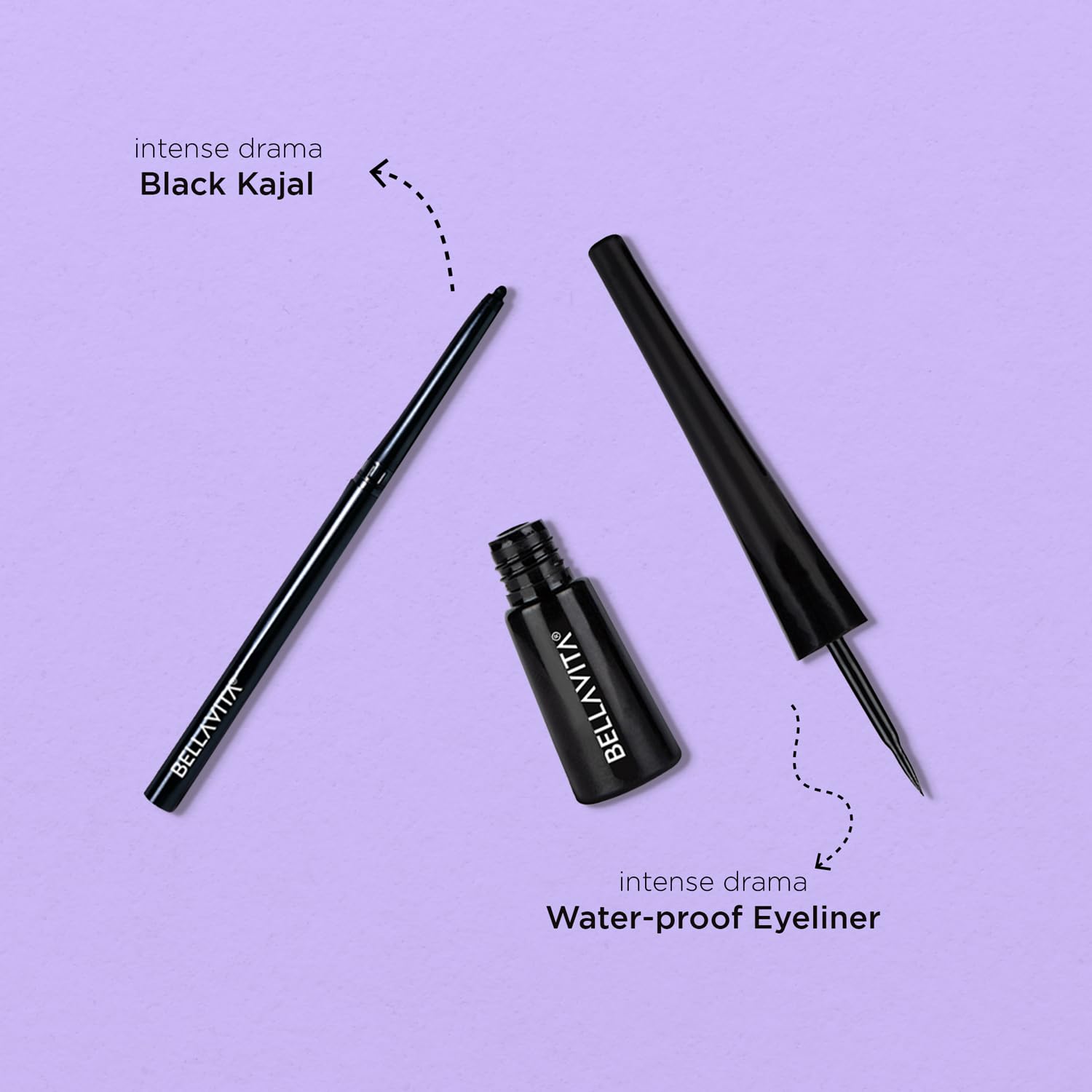 BELLAVITA Black Matte Waterproof Eyeliner | Smudge-Proof | Biotin Enriched