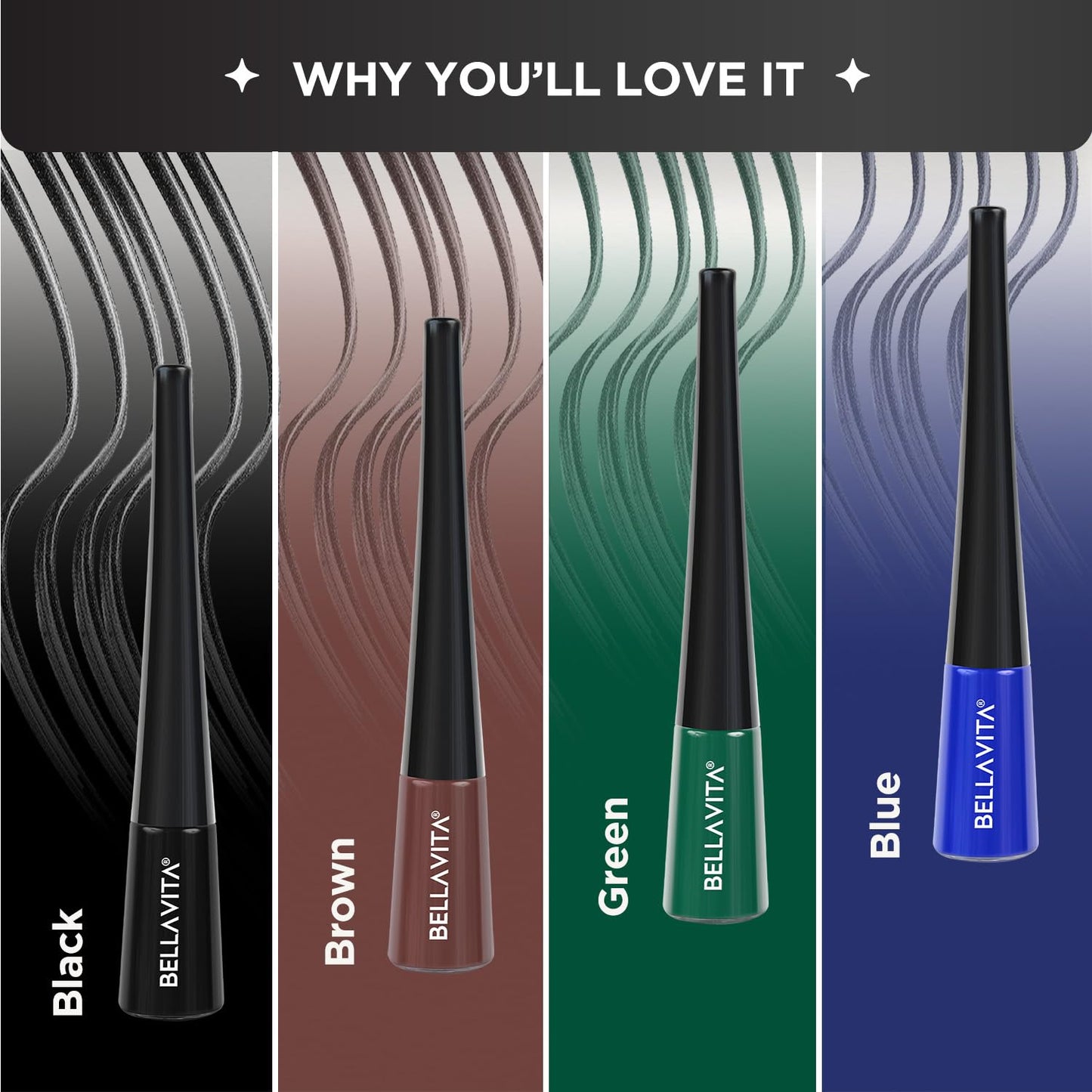 BELLAVITA Black Matte Waterproof Eyeliner | Smudge-Proof | Biotin Enriched