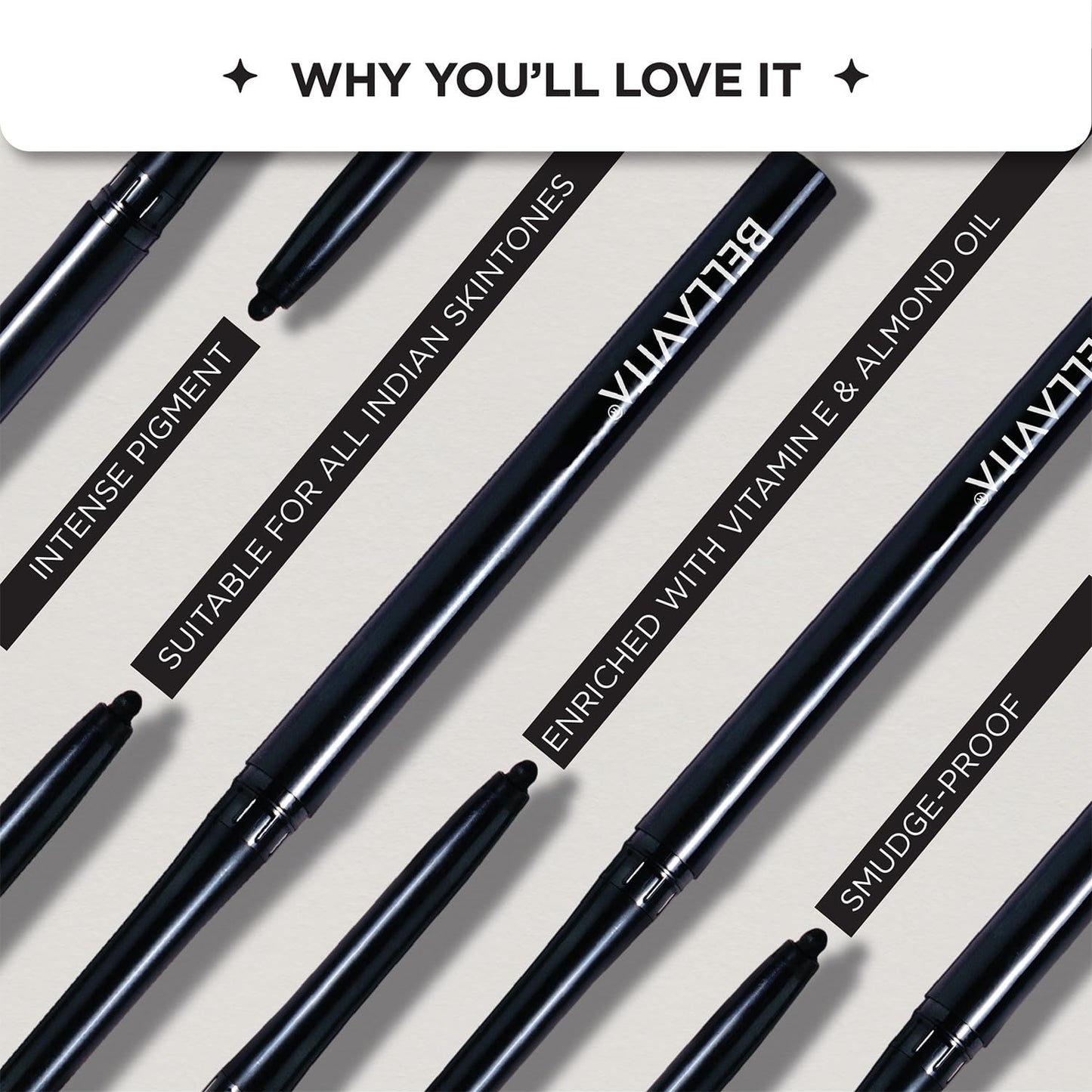 BELLAVITA Black Matte Waterproof Eyeliner | Smudge-Proof | Biotin Enriched