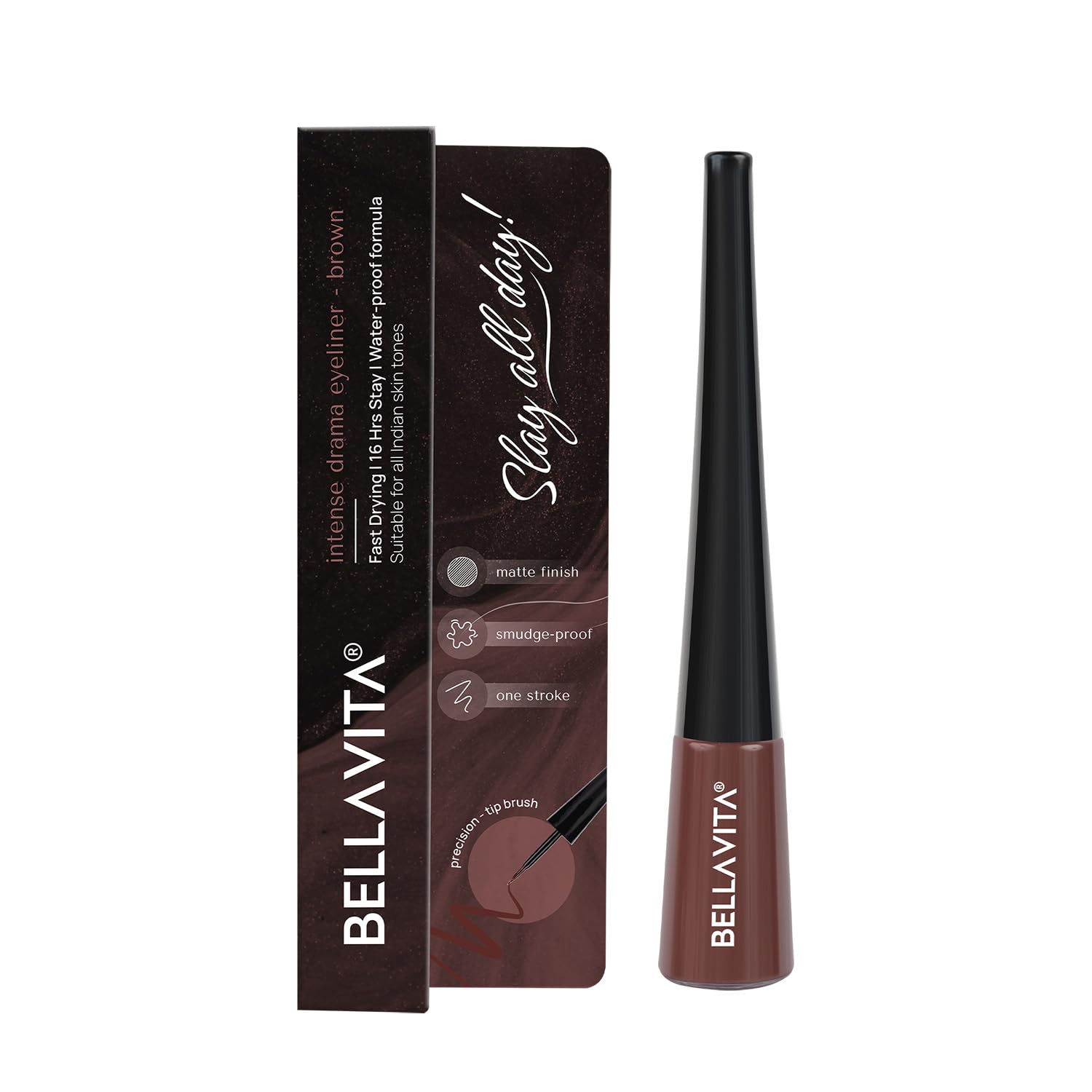 BELLAVITA Black Matte Waterproof Eyeliner | Smudge-Proof | Biotin Enriched
