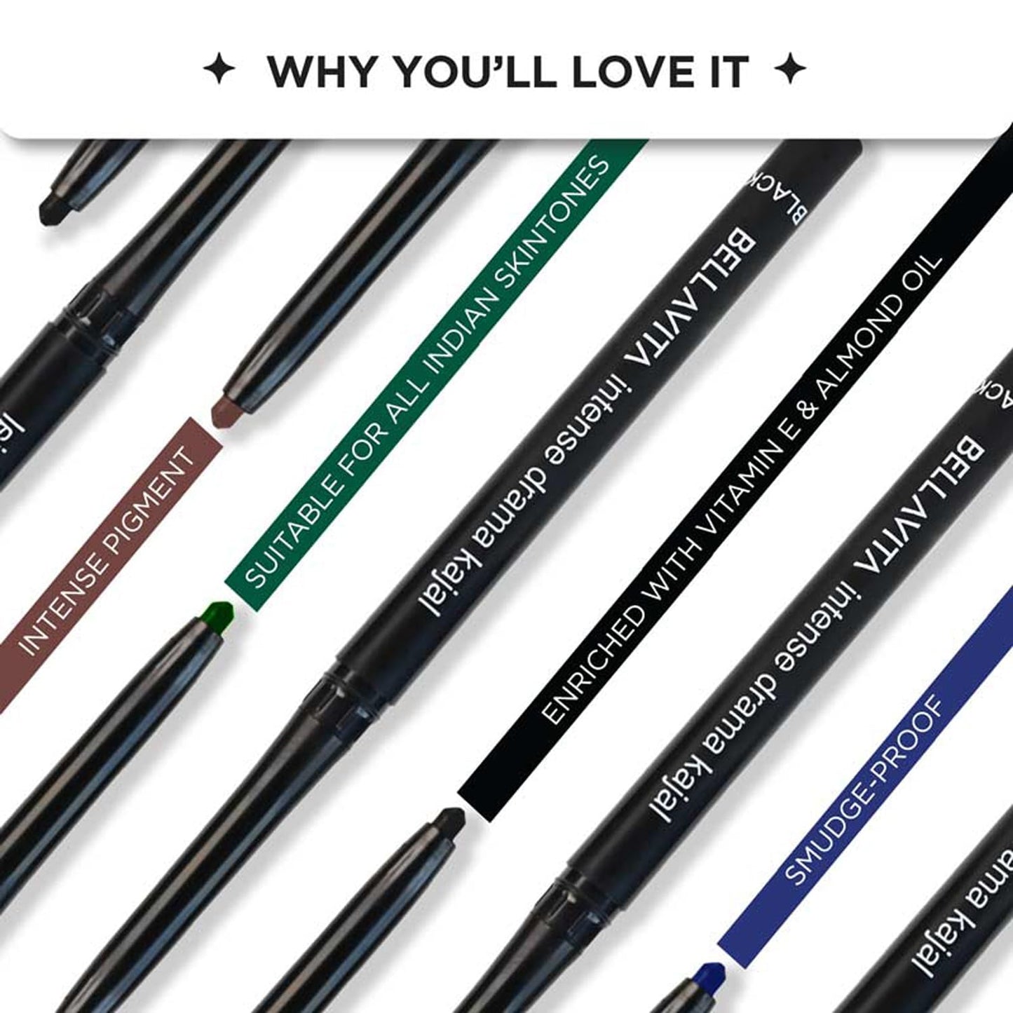 BELLAVITA Black Matte Waterproof Eyeliner | Smudge-Proof | Biotin Enriched