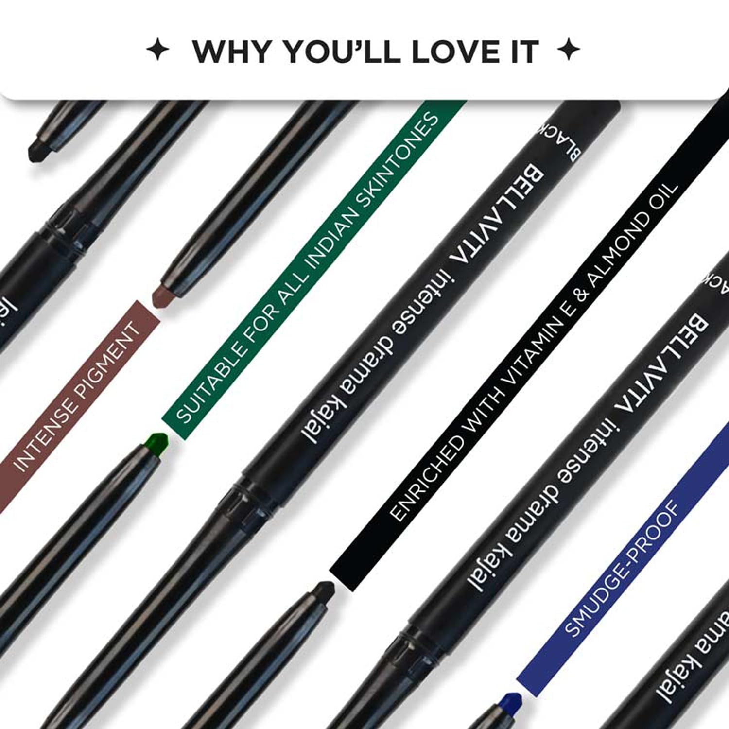 BELLAVITA Black Matte Waterproof Eyeliner | Smudge-Proof | Biotin Enriched