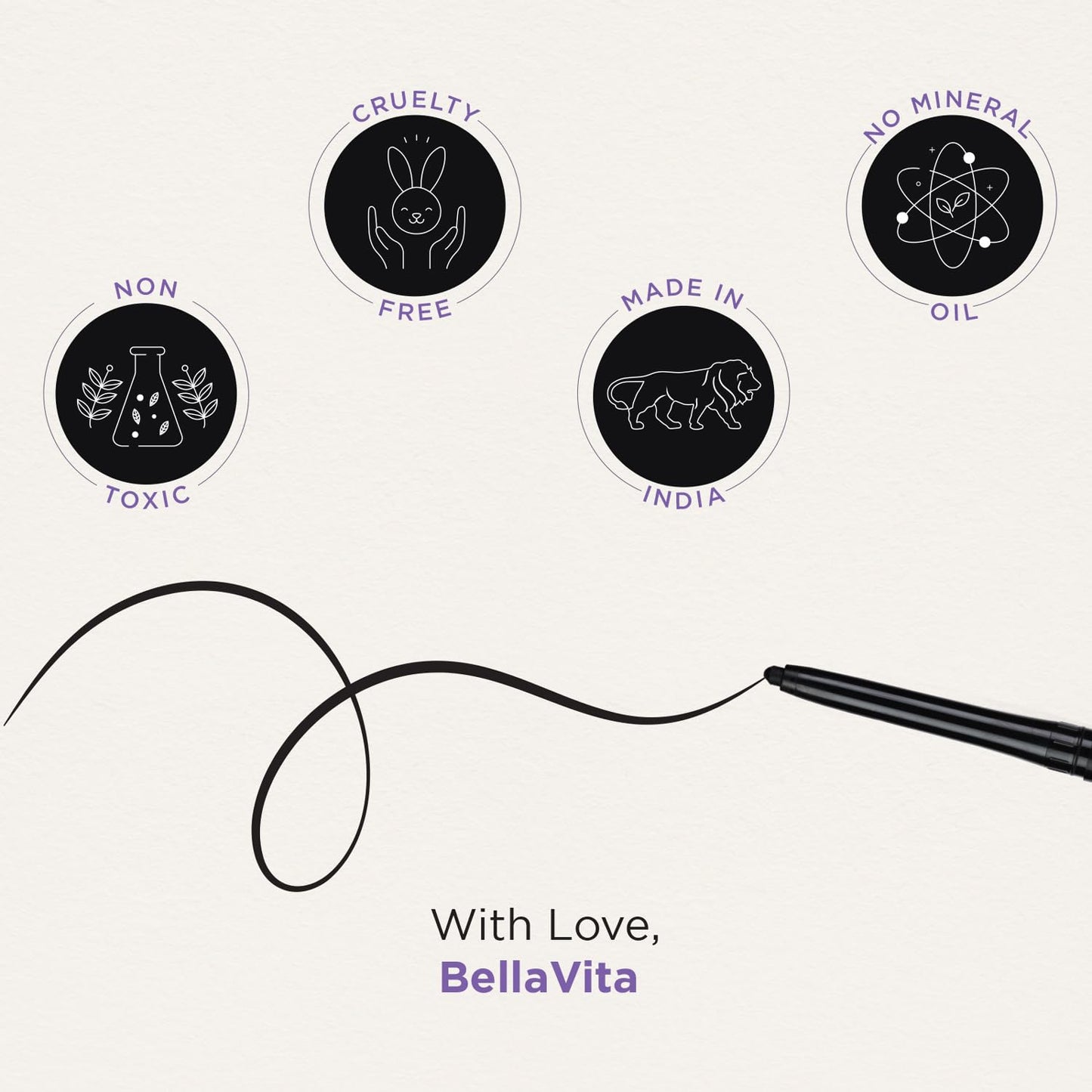 BELLAVITA Black Matte Waterproof Eyeliner | Smudge-Proof | Biotin Enriched