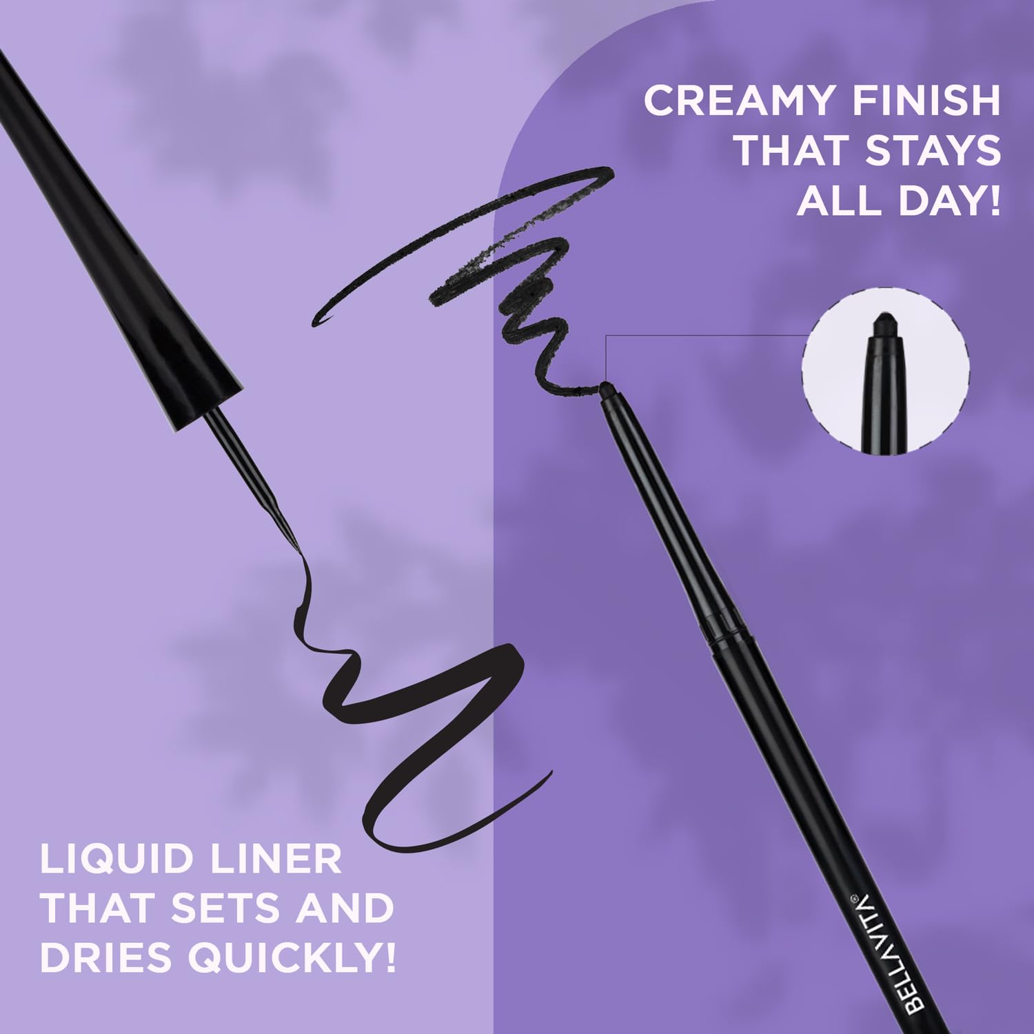 BELLAVITA Black Matte Waterproof Eyeliner | Smudge-Proof | Biotin Enriched