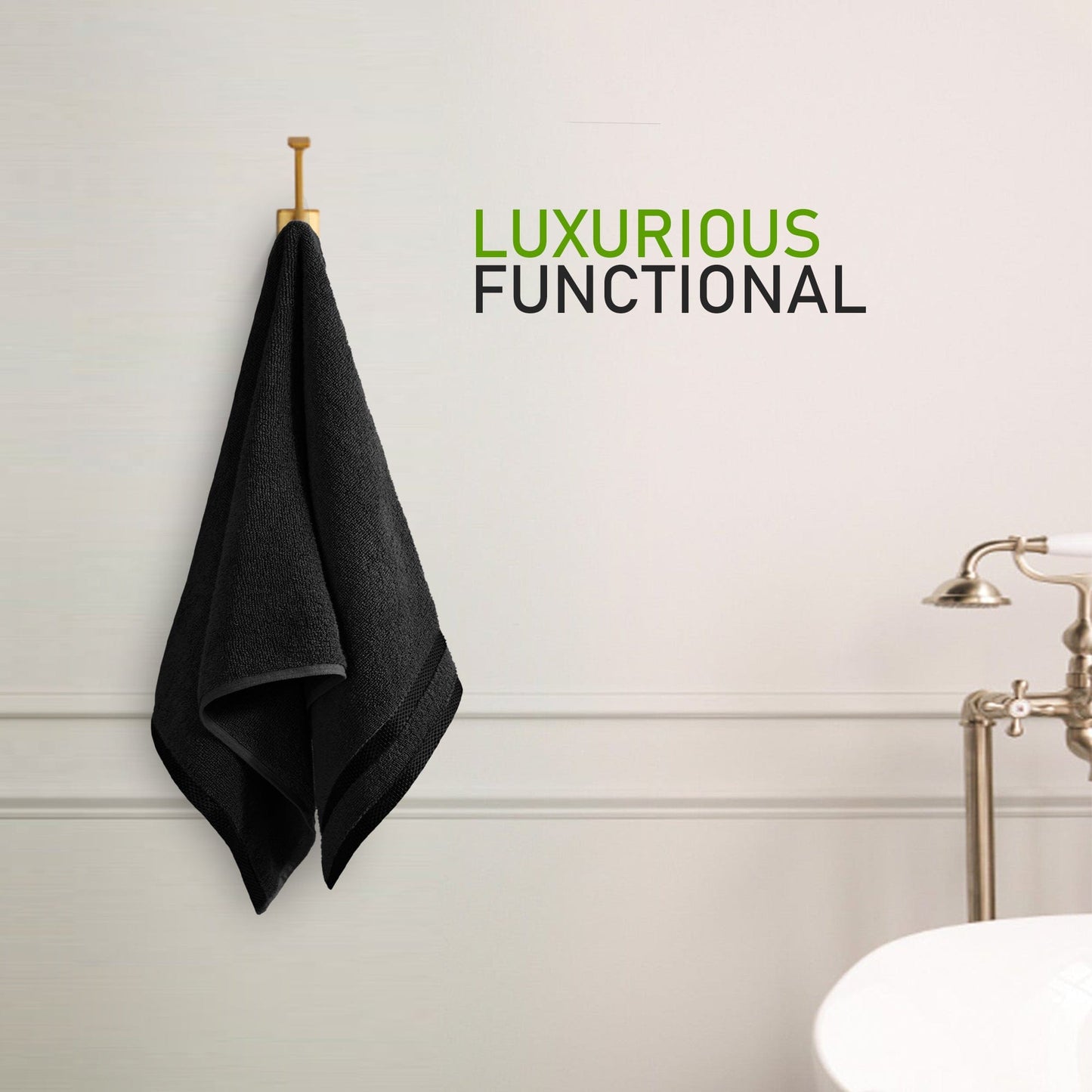 Belmont Viscose Stripe Black Towels 100% Cotton Hotel Quality Super Absorbent 10 Piece Bale Set, 4 Hand Towel & 12 Face Cloths by OLIVIA ROCCO