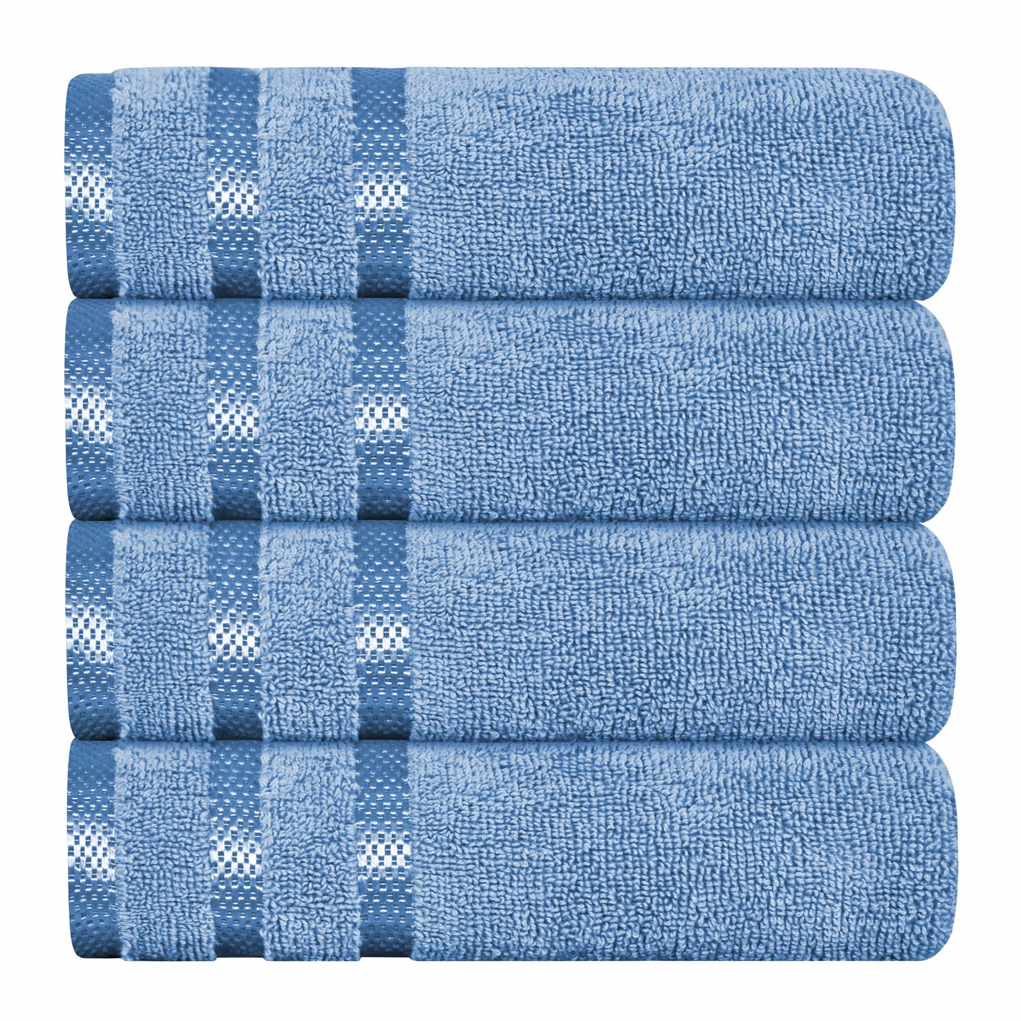 Belmont Viscose Stripe Blue Towels 100% Cotton Hotel Quality Super Absorbent 10 Piece Bale Set, 4 Hand Towel & 12 Face Cloths by OLIVIA ROCCO