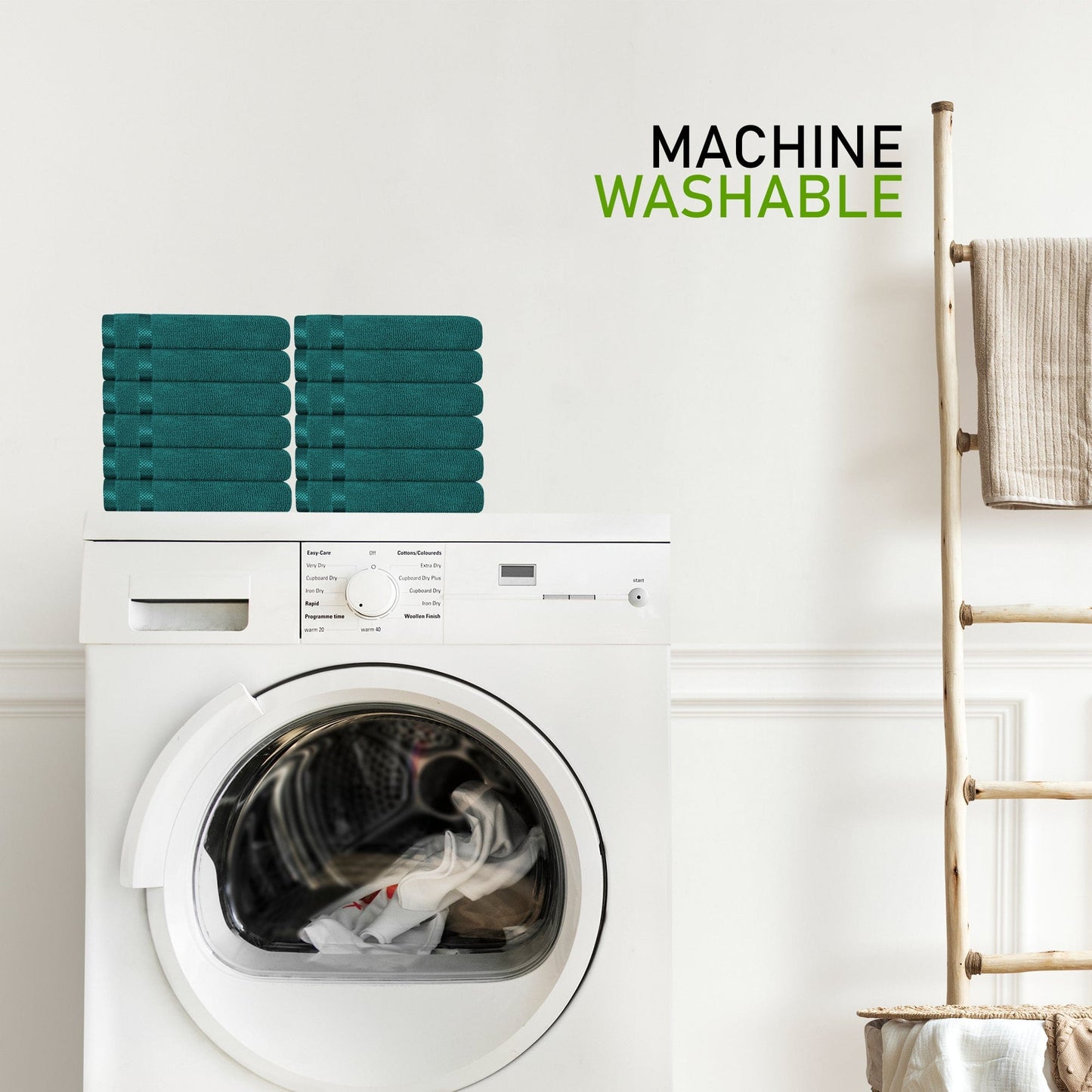 Belmont Viscose Stripe Jade Green Towels 100% Cotton Hotel Quality Super Absorbent 10 Piece Bale Set, 4 Hand Towel & 12 Face Cloths by OLIVIA ROCCO