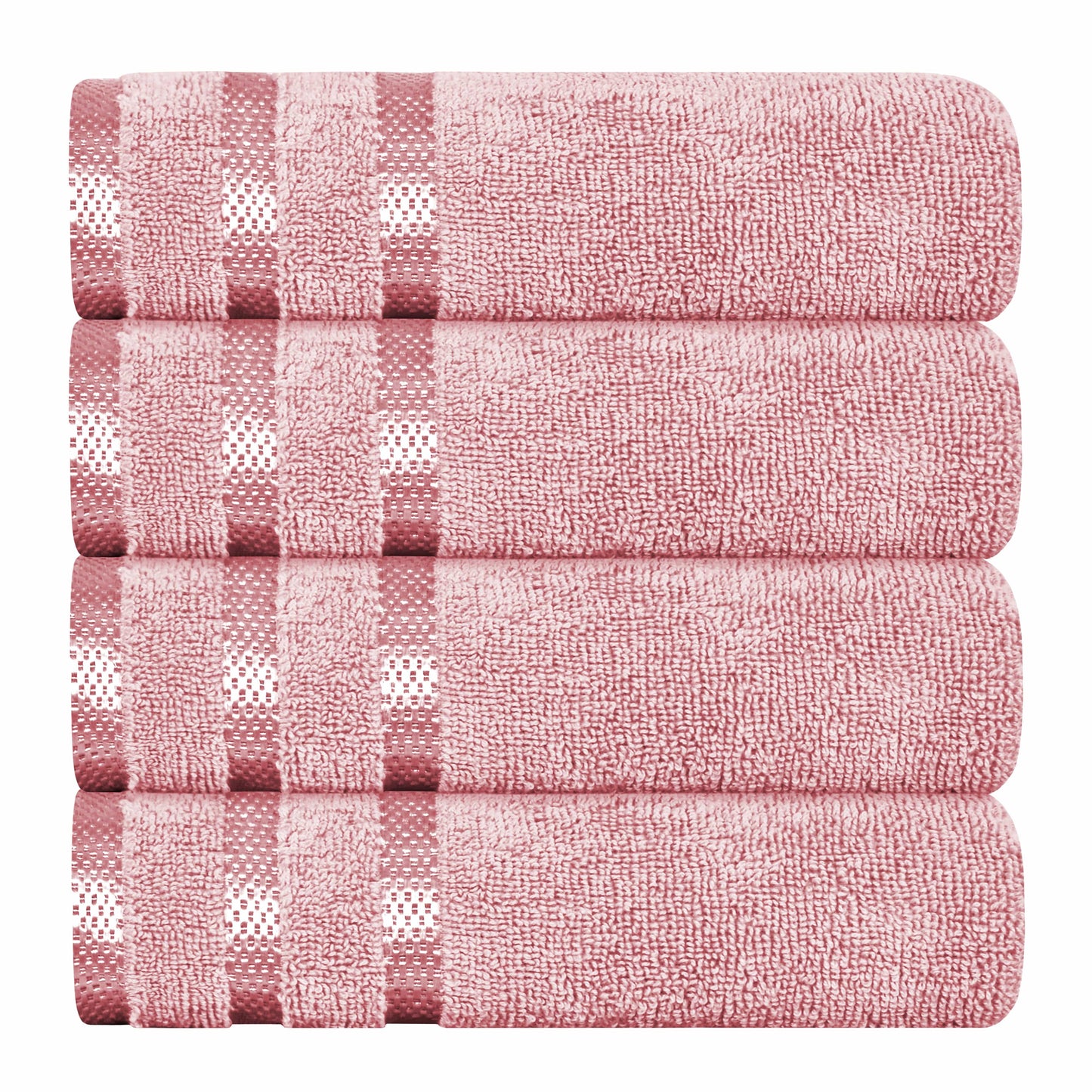 Belmont Viscose Stripe Pink Towels 100% Cotton Hotel Quality Super Absorbent 10 Piece Bale Set, 4 Hand Towel & 12 Face Cloths by OLIVIA ROCCO