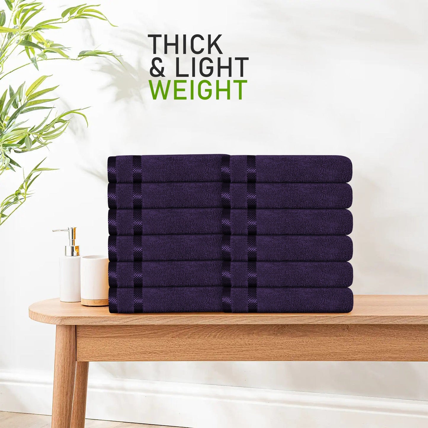 Belmont Viscose Stripe Purple Towels 100% Cotton Hotel Quality Super Absorbent 10 Piece Bale Set, 4 Hand Towel & 12 Face Cloths by OLIVIA ROCCO