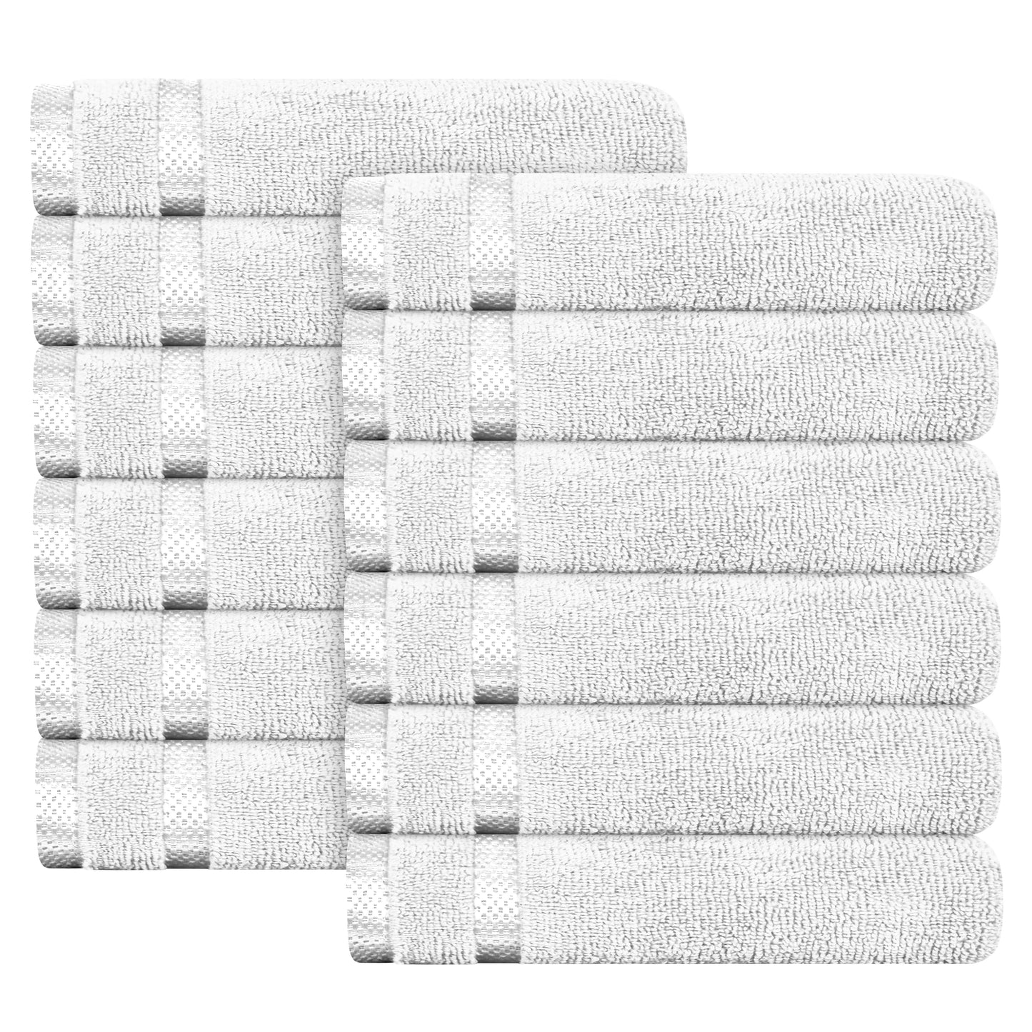 Belmont Viscose Stripe White Towels 100% Cotton Hotel Quality Super Absorbent 10 Piece Bale Set, 4 Hand Towel & 12 Face Cloths by OLIVIA ROCCO