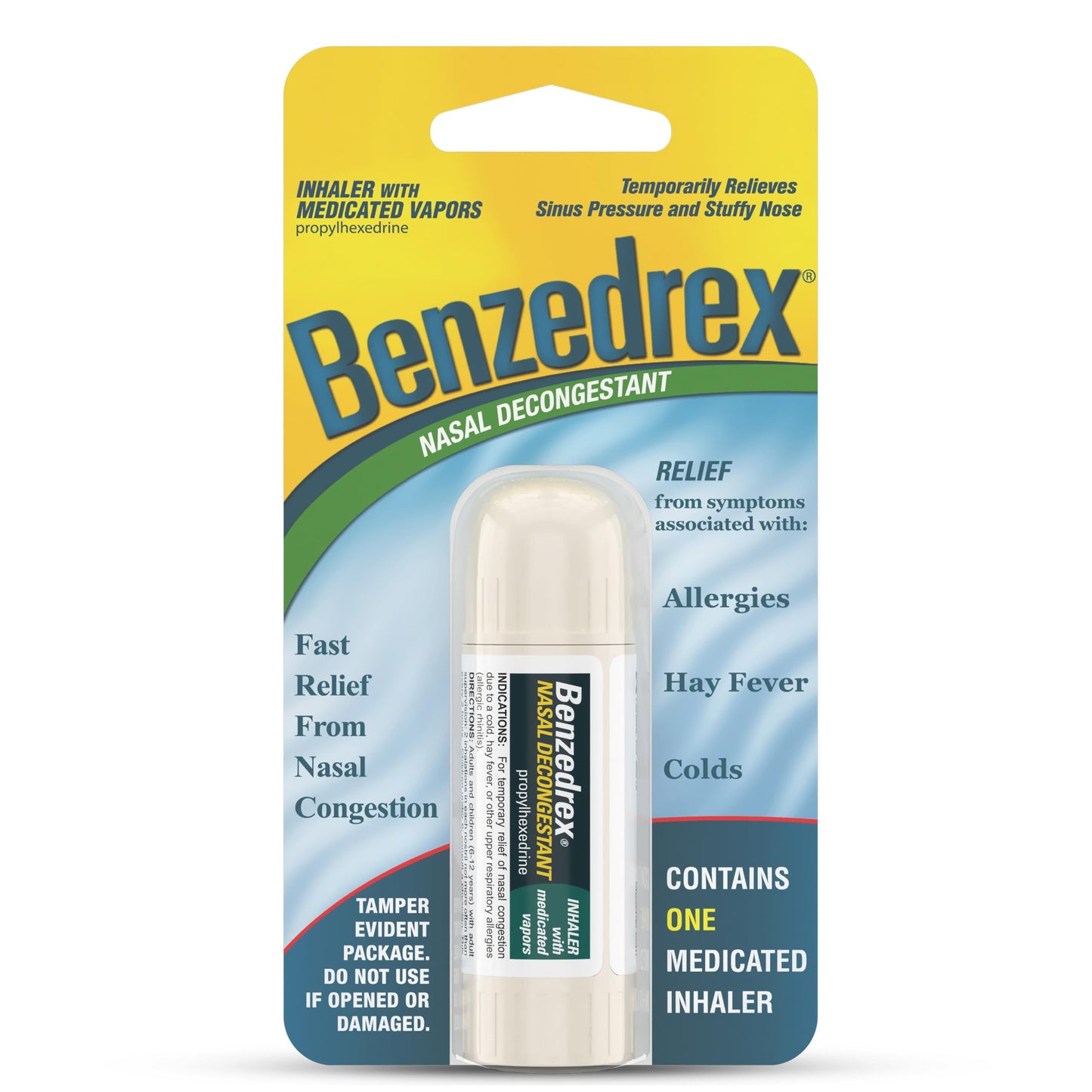 Benzedrex Inhaler Propylhexedrine Nasal Decongestant - 12 Count | Portable Nasal Relief