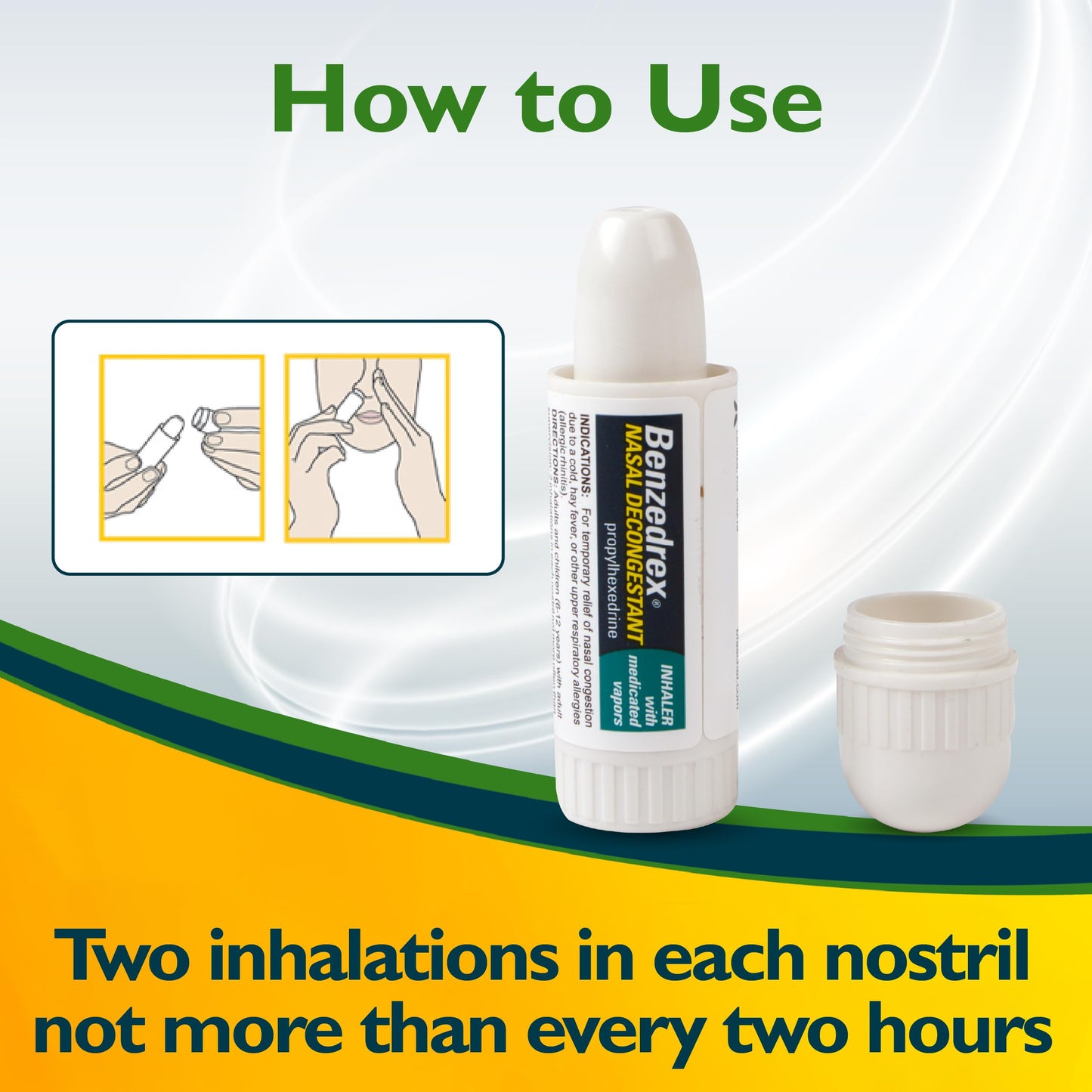 Benzedrex Inhaler Propylhexedrine Nasal Decongestant - 12 Count | Portable Nasal Relief