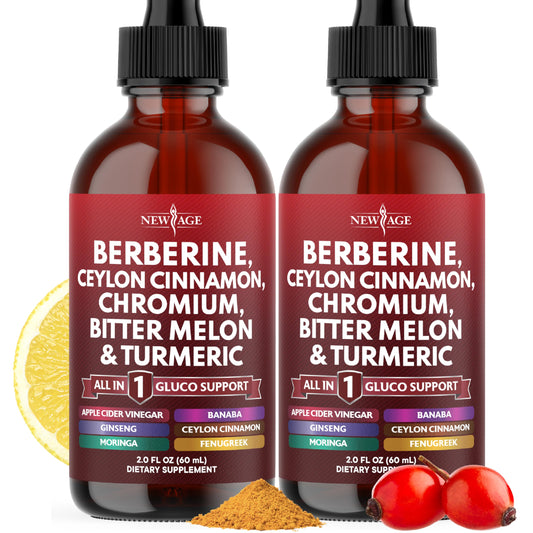 Berberine with Ceylon Cinnamon Liquid Drops 4 OZ – Immune Support with Ginseng, Turmeric, Chromium, Bitter Melon, Moringa