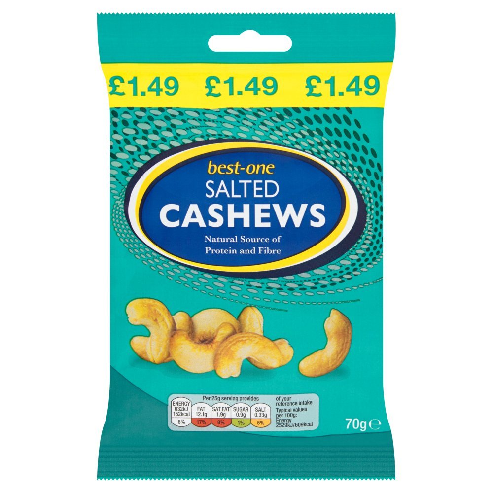 Best-One Salted Cashews, 70g (Case of 12)