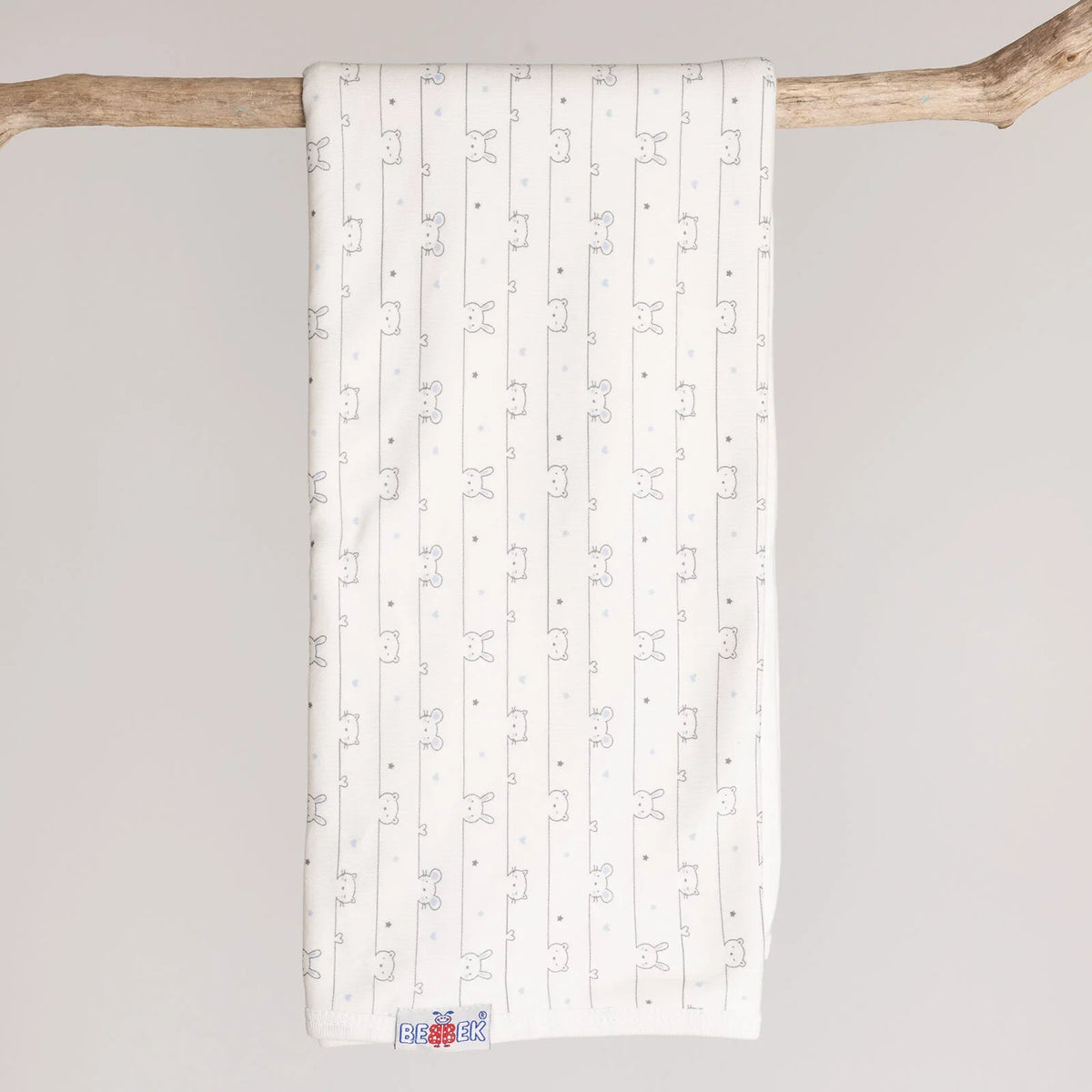 Bebbek Bear and Bunny Print Jersey Baby Blanket (80 x 80 cm)