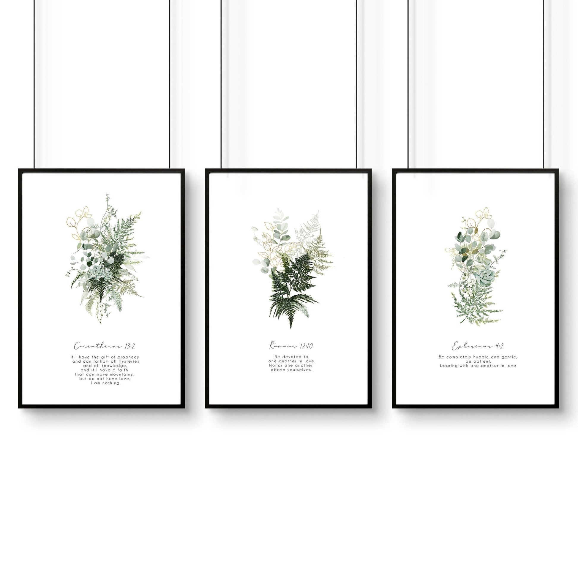 Bible verse wall art for living room | set of 3 wall art prints