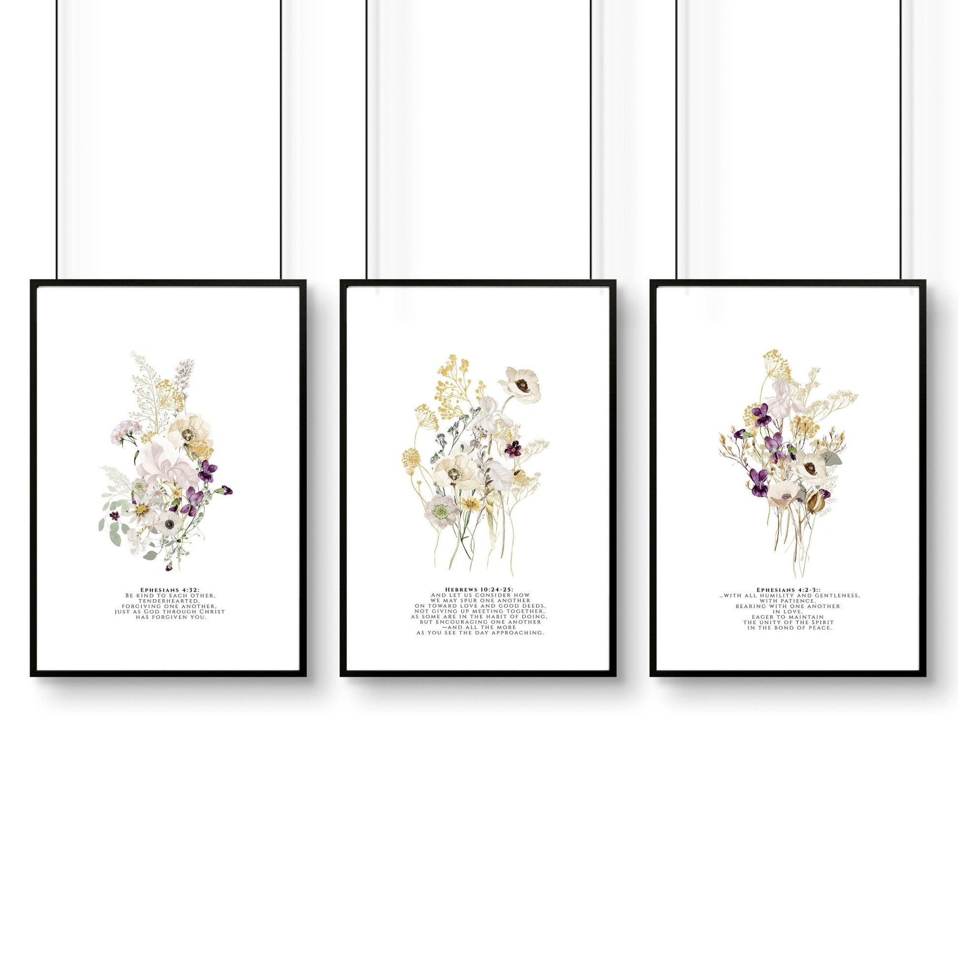 Wall art with bible verses | set of 3 framed wall art prints