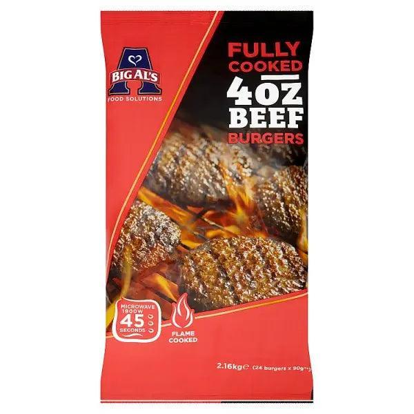 Big Al's Fully Cooked 4oz Beef Burgers 24 x 90g (2.16kg)