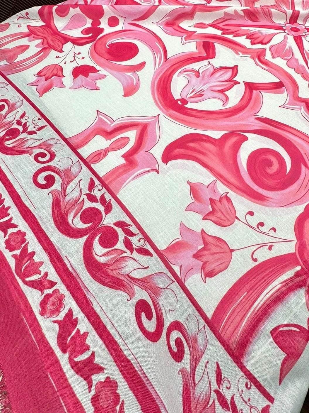 Pink Majolica Pattern Fabric by the Metre