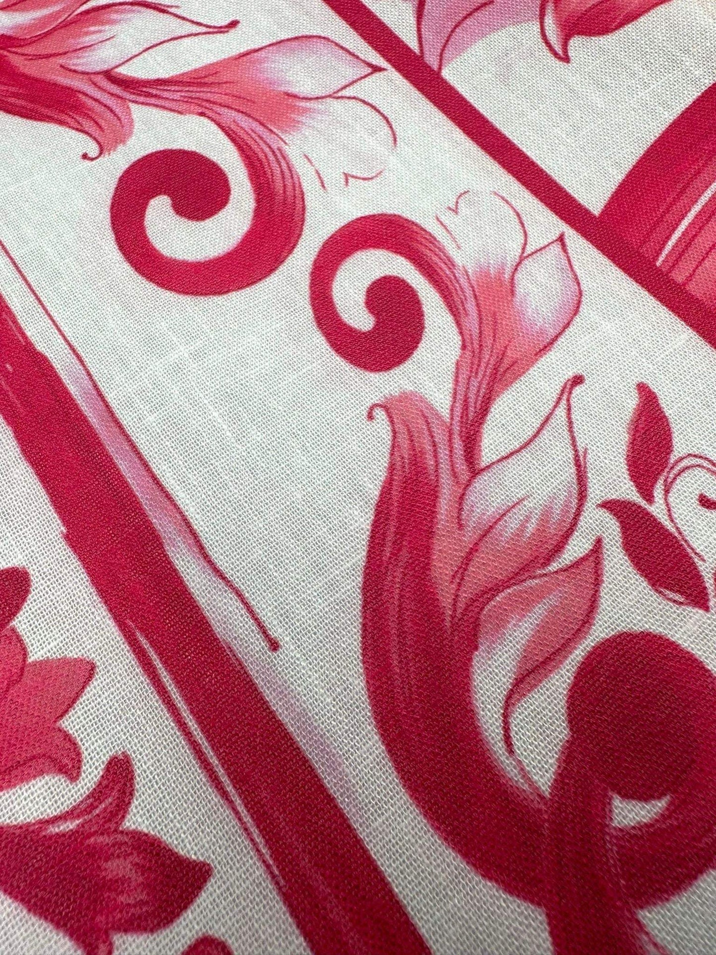 Big Majolica Pattern Fabric – Fabric by Metre, Options: Satin, Crepe, Spandex, Chiffon