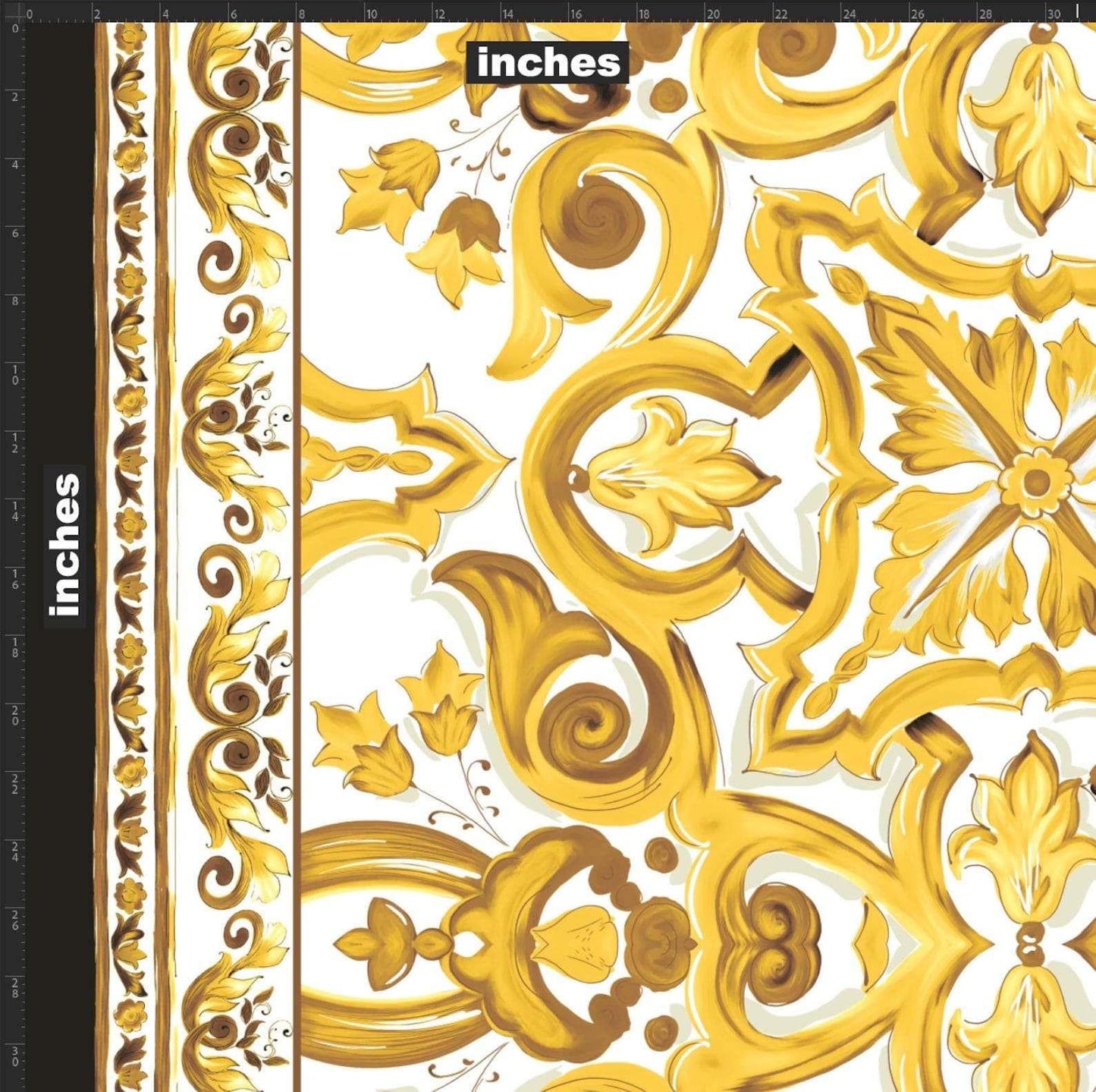 Yellow Majolica Pattern Fabric by the Metre