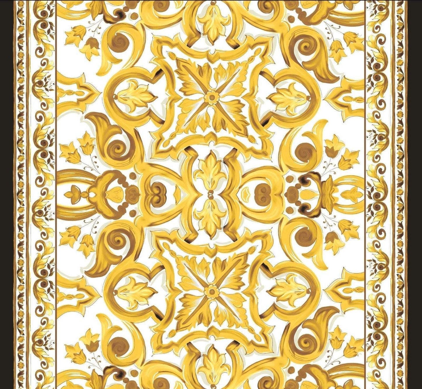 Yellow Majolica Pattern Fabric by the Metre