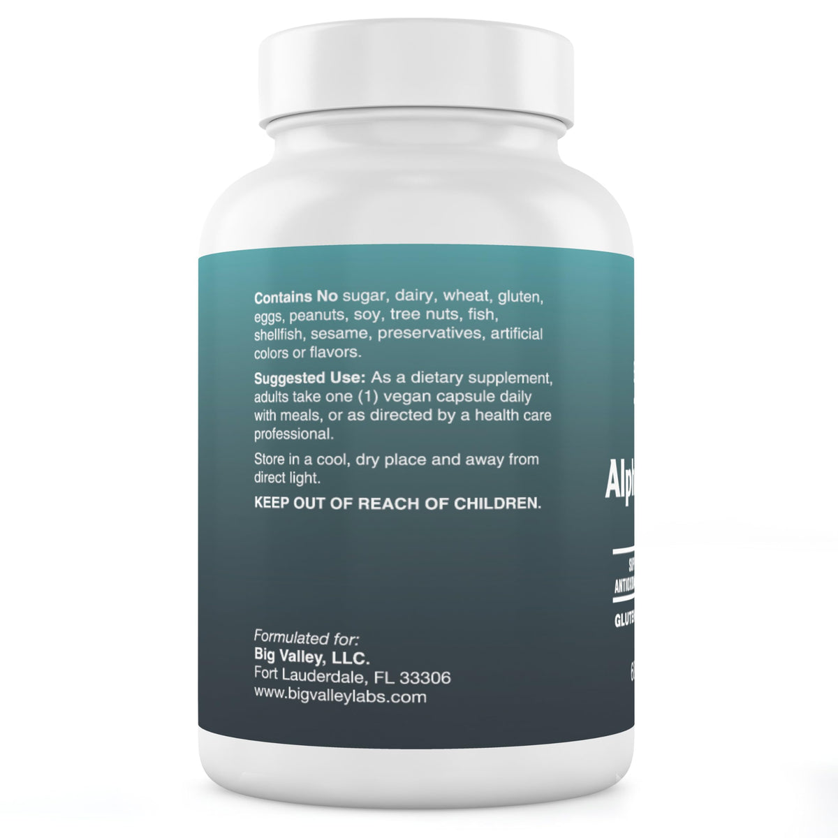 Big Valley Labs Alpha-Lipoic Acid 600 mg – High-Potency Antioxidant for Cellular Health & Energy Metabolism – Vegan, Non-GMO, Gluten-Free | 60 Capsules