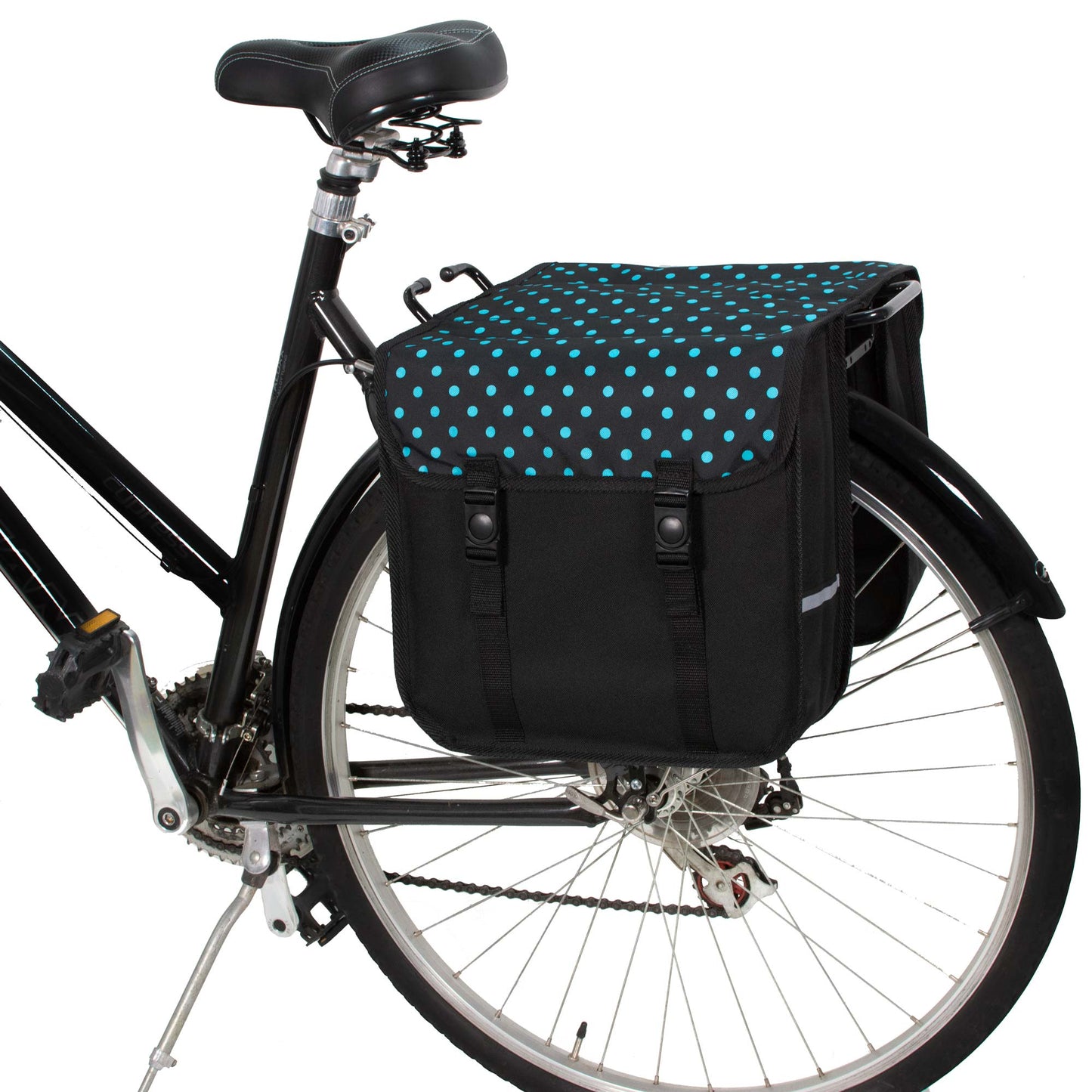 BikyBag Classic - Bicycle Double Pannier Bag (Blue Polka Dots)