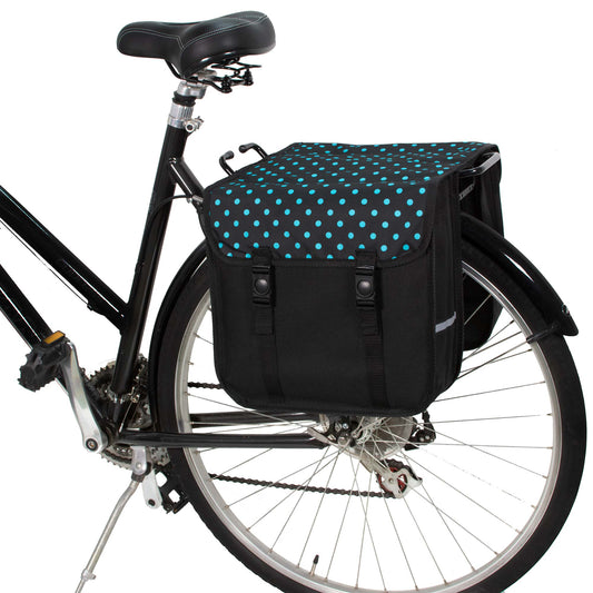 BikyBag Classic - Bicycle Double Pannier Bag (Blue Polka Dots)